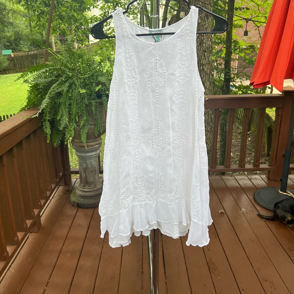 Johnny was white eyelet mini dress XS